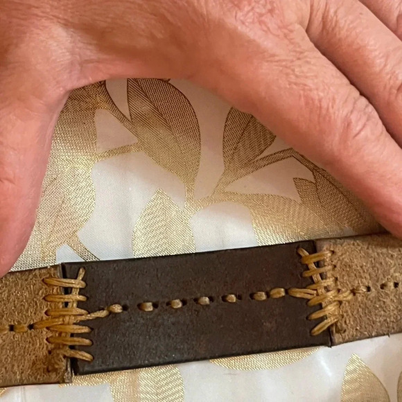 Handmade genuine leather belt size s/M (36") black / brown - Picture 5 of 6